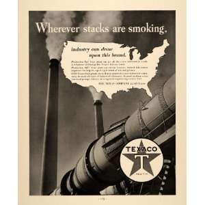  1937 Ad Smoke Stacks Texaco Lubricant Oil Gasoline Gas 