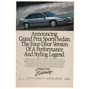  1990 Pontiac Grand Prix Sports Sedan Legend Print Ad 