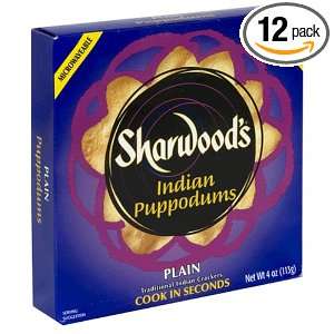 Sharwoods Plain Puppodums, 4 Ounces (Pack of 12)  Grocery 