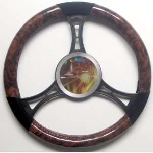  Wood & Black Non slip Steering Wheel Cover New Automotive