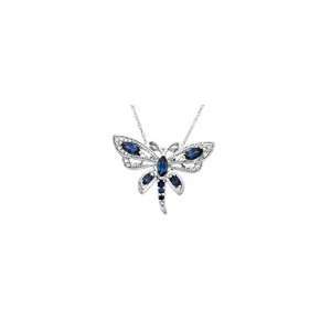 ZALES Diamond Dragonfly Pendant in Sterling Silver Marquise Lab 