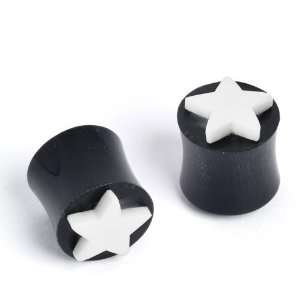 10mm expander black white star ear 10 mm plug 00G horn earrings by 