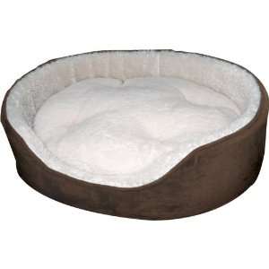  Microsuede Oval Pet Bed   18 x 23 in.   Coffee Bean