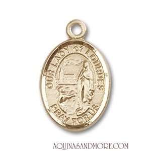  Our Lady of Lourdes Small 14kt Gold Medal Jewelry