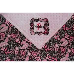  Personalized Pink Paisley Cuddle Blanket Baby