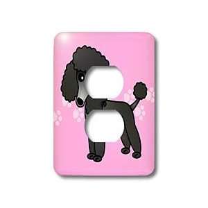 Janna Salak Designs Dogs   Cute Black Poodle Pink Paw Print Background 