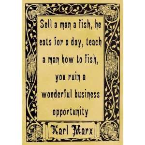  A4 Size Parchment Poster Quotation Karl Marx Fish
