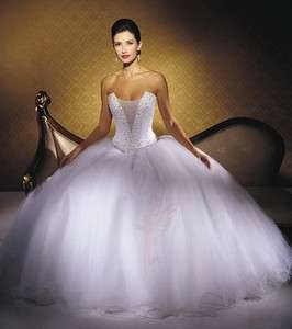 Gorgeous beading white empire line sleeveless wedding dress bridal 