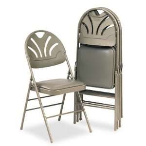  Fanfare Folding Chair, Padded Seat, Molded Back, Taupe 