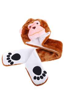 Cartoon Animal Monkey Cap Earmuff Scarf Gloves H2713  