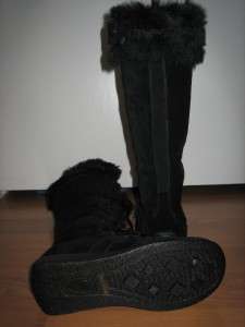 New FUZZY Suede Fur adjustable Lace Flat Boots ALL Sz  
