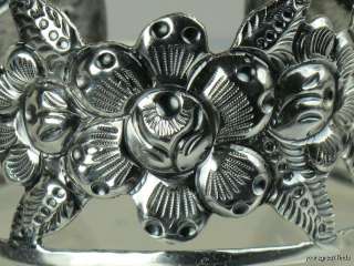 OLD MEXICAN MEXICO MACIEL 925 STERLING SILVER REPOUSSE OPENWORK CUFF 