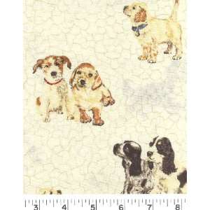   Wide Scattered Dogs   Khaki Fabric By The Yard Arts, Crafts & Sewing