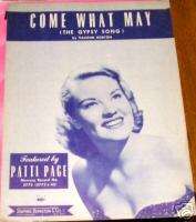 Sheet Music Come What May Patti Page 1953  