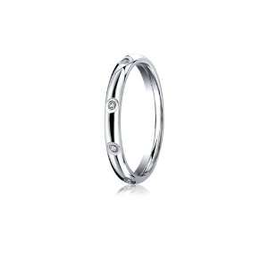   3mm Comfort Fit Diamond Wedding Band / Ring in 14 kt White Gold Size 4