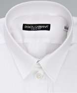 Dolce & Gabbana white stretch cotton point collar embroidered dress 