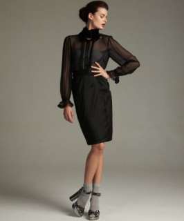 Dolce & Gabbana black silk blend sateen pencil skirt   up to 