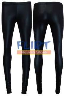   Look Leggings Black Shiny Skinny Fitted Pants Trousers UK 8 14  