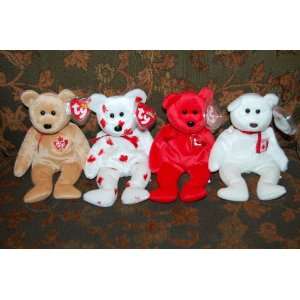  (4) Ty Beanie Baby Bears Chinook, Maple, Pierre, True 