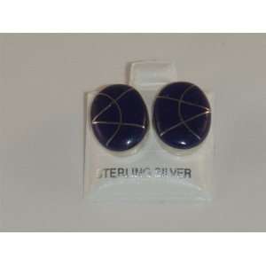  Lapis Inlaid Sterling Silver Post Earrings   ER 0058 