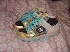 DC SKATE SHOES Exc cond High Tops Leather uppers gold etc sz 7.5 ROCK 
