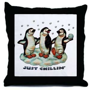   Throw Pillow Christmas Penguins Just Chillin in Snow 