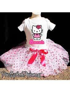 BIRTHDAY HELLO KITTY TUTU OUTFIT PINK DRESS AGES 1 4  