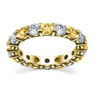  Womens Diamond Eternity Ring Shared Prong Diamond and Citrine 