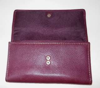 FOSSIL Wallet PopStitch Purple Clutch Pebbled Leather Wallet Org. $42 