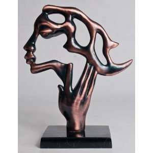   Copper Color Face Of A Woman With Hand Figurine Statue