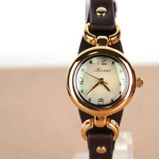 ACCENT]Womens Leather band Simple&Unique DRESS WRISTWATCH 3ATM water 