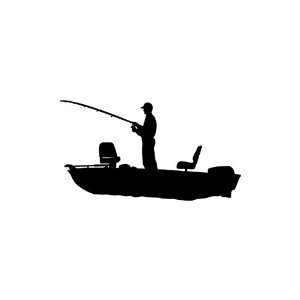  Bass Fishing Boat BLACK vinyl window decal sticker Office 