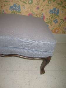 Ethan Allen Country French Carved Floral Wood Legs Curved Ottoman 