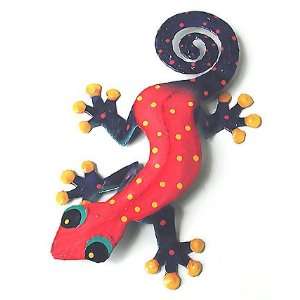  Painted Metal Gecko Wall Piece   Tropical Design 8x13 