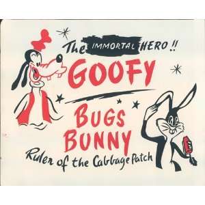  GOOFY BUGS BUNNY ORIGINAL 1950S LOBBY CARD ART