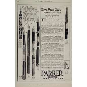 1911 Vintage Print Ad Parker Lucky Curve Fountain Pen 