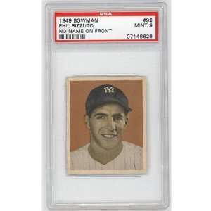  1949 Bowman 98 Phil Rizzuto No Name On Front PSA MINT 9 
