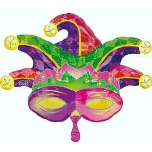  Large Mardi Gras Jester Hat and Mask Shape Foil Balloon 