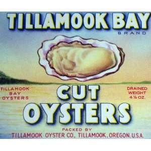  Vintage Litho Tillamook Bay Oysters Can Label, 1930s 