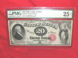 1880 LARGE SIZE $20 LEGAL TENDER NOTE PMG 25 VERY FINE FR# 147 RED 