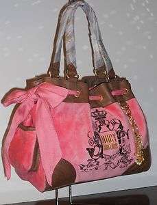 JUICY COUTURE *COUTURE BLING* DAYDREAMER VELOUR TOTE ON APPLE BLOSSOM 