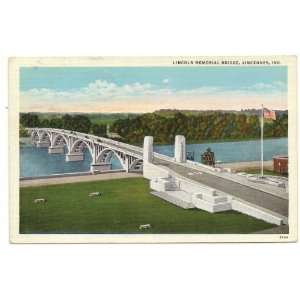   Postcard Lincoln Memorial Bridge   Vincennes Indiana 