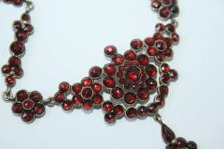   Late 1800s Victorian Rose Cut Bohemian Pomegranate Garnets Necklace