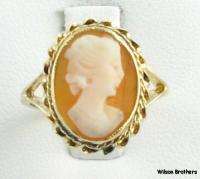 CAMEO RING   Genuine Shell Solid 14k Yellow Gold Estate Vintage C 