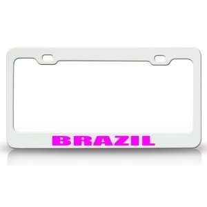  BRAZIL Country Steel Auto License Plate Frame Tag Holder 