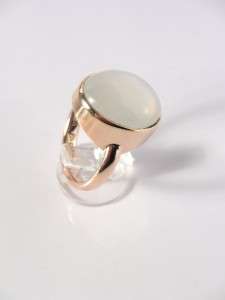 ANTIQUE 9CT ROSE GOLD LARGE MOONSTONE RING / CHES 1923  