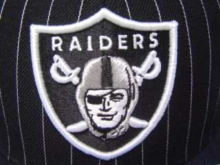 Oakland Raiders Flatbill Fitted Cap White Pin Stripes  