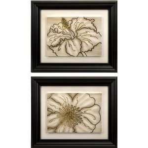 Contour Line Art Flowers   Set of 2 