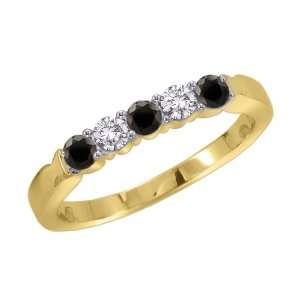 com 14K Yellow Gold 1/2 ct. Alternating Black and White Diamond Ring 