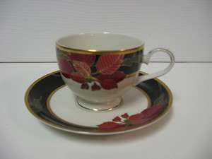 MIKASA CHINA CHRISTMAS EVE CUP AND SAUCER HOLIDAY PATTERN  